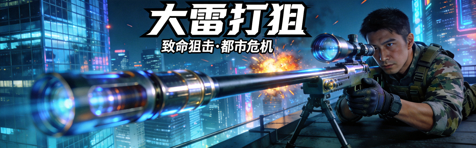 大雷打狙高清海报：狙击手在都市楼顶瞄准的震撼场景